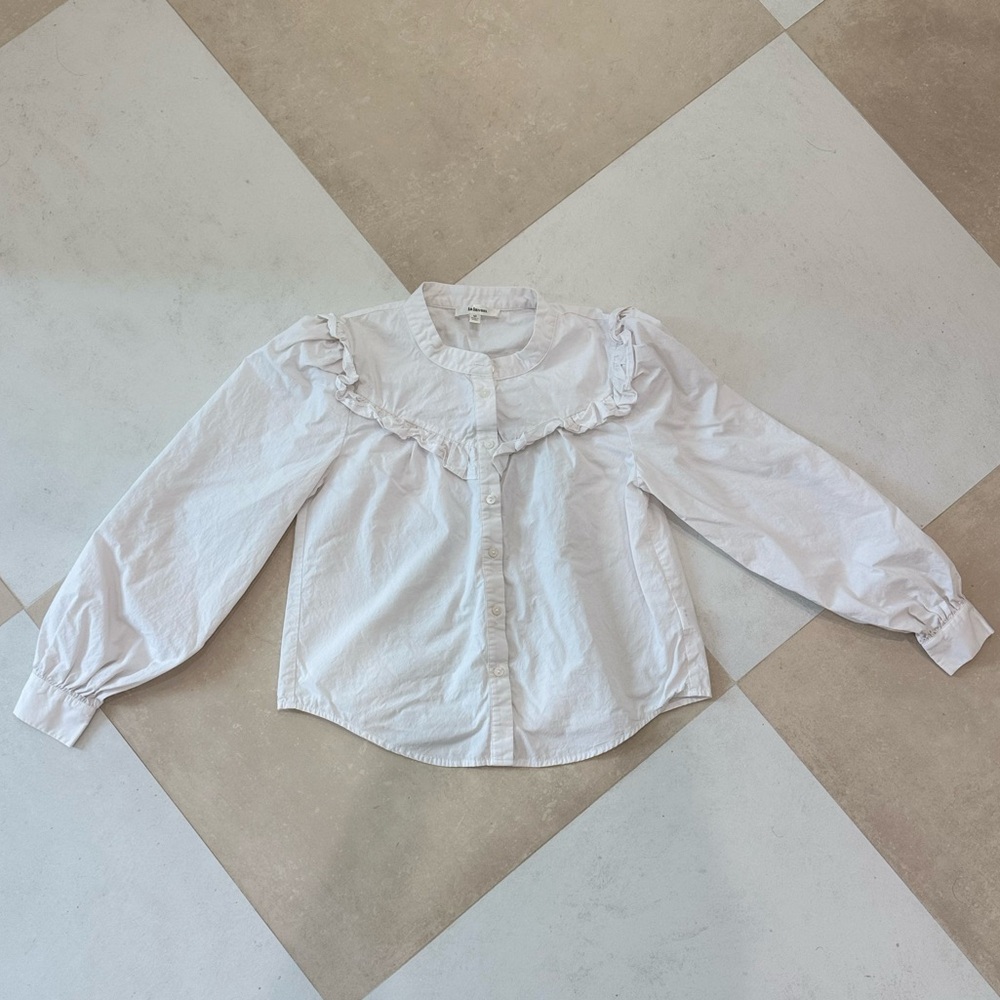 White Ruffled Button Down Shirt